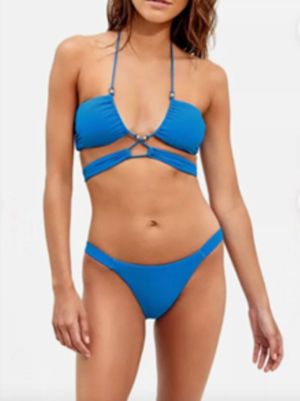 Vix Blue Ocean Solid Gi Top and Matching Bottom XS Bottom D Cup Top